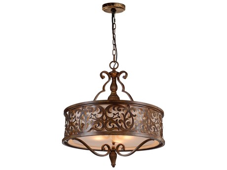 CWI Lighting Nicole 5-Light Brushed Chocolate Brown Traditional Drum Pendant
