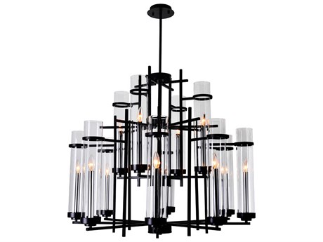 CWI Lighting Sierra 12-Light Black Cylinder Chandelier