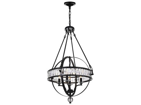 CWI Lighting Arkansas 4-Light Black Traditional Globe Chandelier