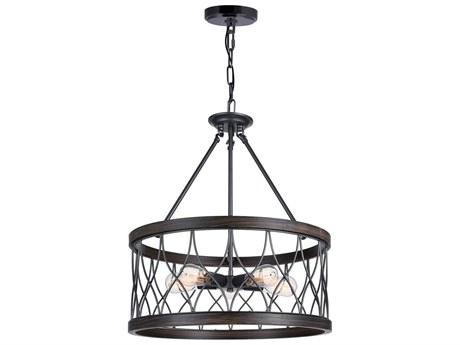 CWI Lighting Amazon 5-Light Gun Metal Black Drum Pendant