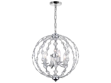CWI Lighting Esia 4-Light Chrome Candelabra Globe Chandelier
