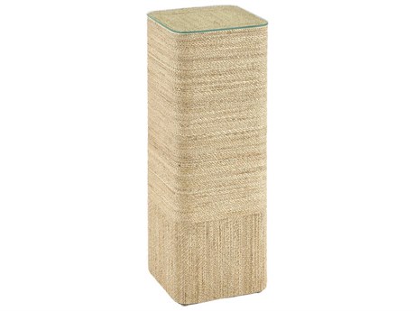 Currey & Company Malibay Square Glass Natural Abaca Rope End Table