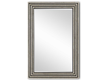 Currey & Company Taurus White Speckle / Black Rectangular Wall Mirror