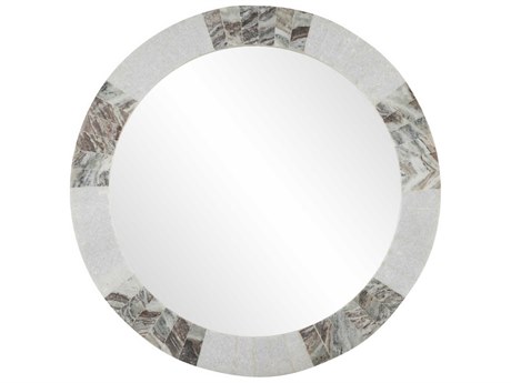 Currey & Company Elena White / Brown Round Wall Mirror