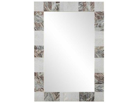 Currey & Company Elena White / Brown Rectangular Wall Mirror