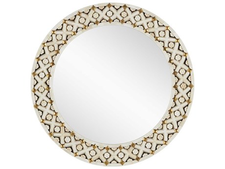 Currey & Company Ellaria Natural / Brass Round Wall Mirror