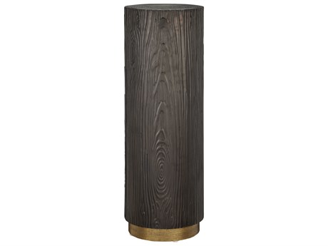 Currey & Company Terra Round Wood Bronze Brass End Table
