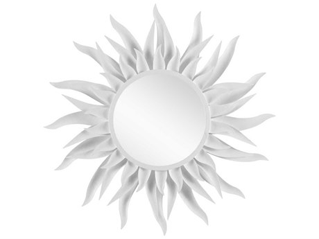 Currey & Company Agave Gesso White Sunburst Wall Mirror