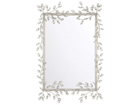 Currey & Company Forget-Me-Not Silver Rectangular Wall Mirror