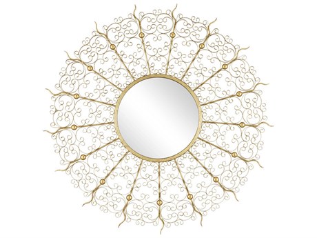 Currey & Company Levain Gold Leaf Round Wall Mirror