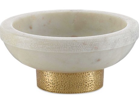 Currey & Company Valor White / Brass Small Decorative Bowl