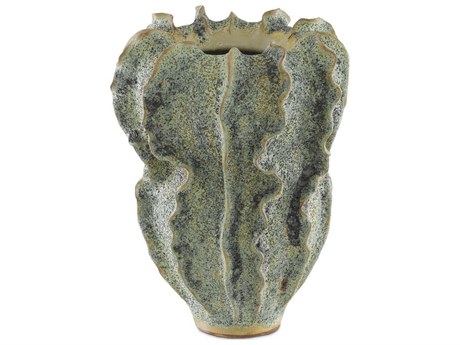 Currey & Company Sunken Boat Moss Green Swirl Vase