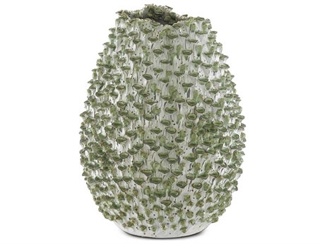 Currey & Company White / Green 13" Milione Vase