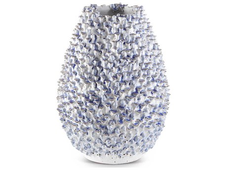Currey & Company Milione Blue / White 13" Vase