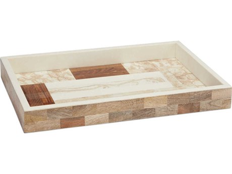 Currey & Company 1940s Beige / Brown Ivory Natural Serving Tray