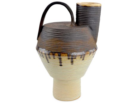 Currey & Company Ivory / Brown 11" High Bernard Vase