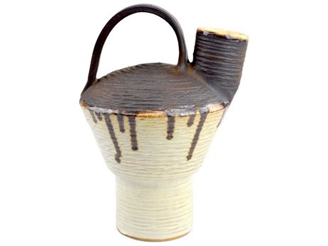 Currey & Company Ivory / Brown 9" High Bernard Vase