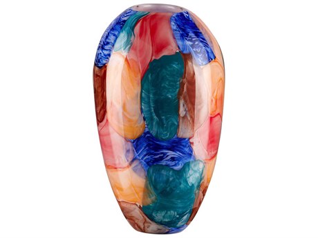Currey & Company Blue / Orange / Green Sarto Glass Vase