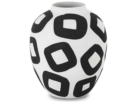 Currey & Company White / Black 12" High Pagliacci Vase