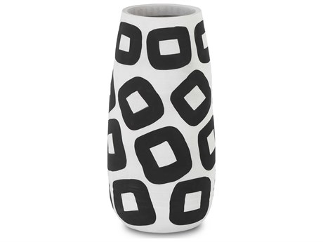 Currey & Company White / Black 16" High Pagliacci Vase