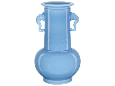 Currey & Company Lake Blue Elephant Handles Vase