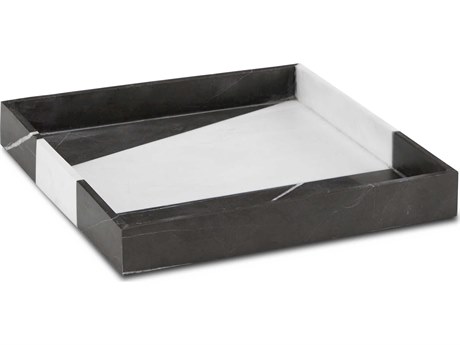 Currey & Company Sena Black / White Sena Marble Tray