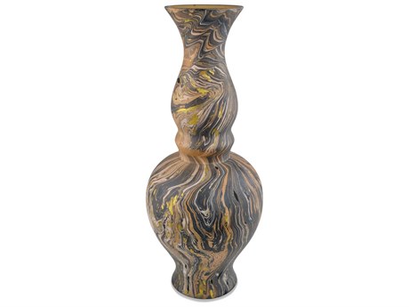 Currey & Company Brown Marbelized Double Gourd Vase