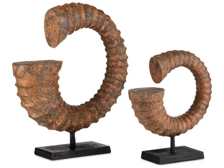 Currey & Company Faux Horn Sculpture Set of 2