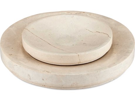 Currey & Company Grecco Marble Low Bowl Set of 2
