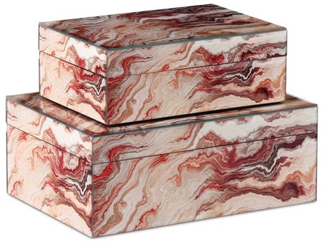 Currey & Company Red Swirl Interstellar Box Set of 2
