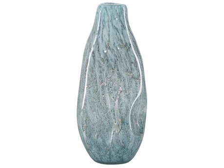 Currey & Company Tyne Pale Blue Gold Vase