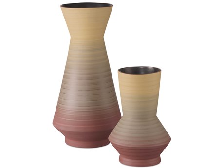 Currey & Company Happy 80's Red / Yellow Vase Set of 2