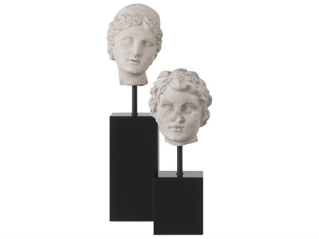 Currey & Company Pale Gray Venus Head on Stand (Set of 2)