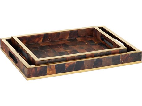 Currey & Company Casey Brown Tray Set of 2