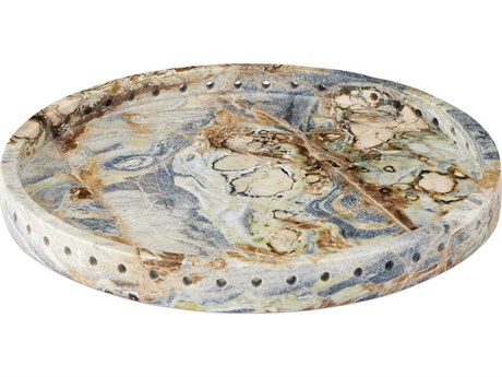 Currey & Company Freya Floral Jade Marble Tray