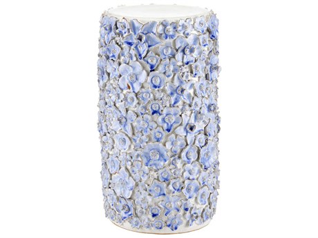 Currey & Company Jessamine Round Ceramic Blue End Table