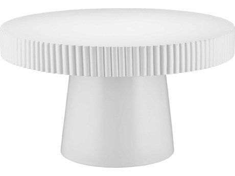 Currey & Company Harlow Round Concrete White Coffee Table