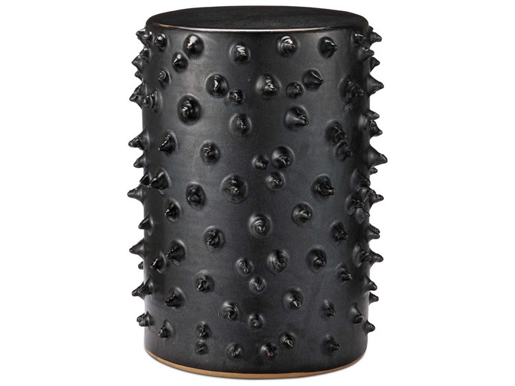 Currey & Company Baltz Round Ceramic Black End Table