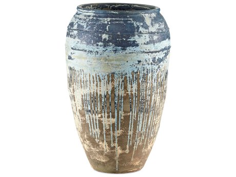 Currey & Company Catania Greenish / Milky White / Blue Drip Planter