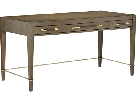 Currey & Company Verona Chanterelle Coffee Champagne Brown Mahogany Wood Secretary Desk