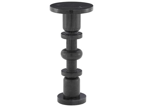 Currey & Company Sasha Round Marble Black End Table