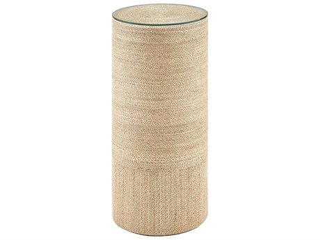 Currey & Company Macati Round Glass Natural Rope End Table