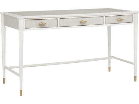 Currey & Company Aster Off White Fog Brass Mahogany Wood Secretary Desk