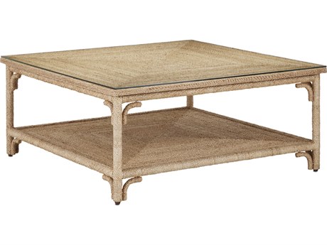Currey & Company Olisa Square Glass Natural clear Coffee Table