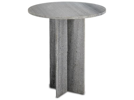 Currey & Company Harmon Round Marble Gray End Table