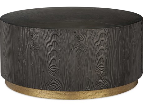 Currey & Company Terra Round Wood Bronze Brass Coffee Table