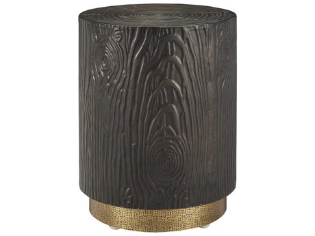 Currey & Company Terra Round Wood Bronze Brass End Table