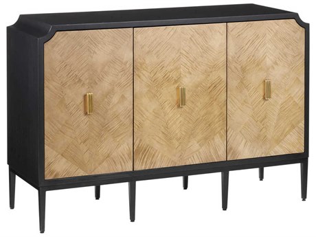Currey & Company Kallista 54" Hardwood Taupe Caviar Black Polished Brass Sideboard