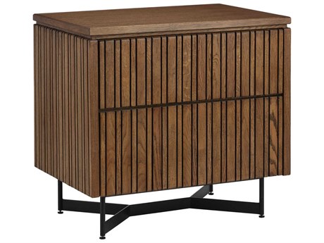 Currey & Company Indeo Morel 2-Drawers Oak Wood Nightstand
