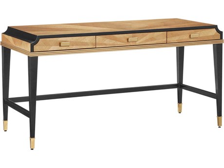 Currey & Company Kallista Taupe Caviar Black Secretary Desk